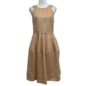 Paul & Joe Sister Rose Gold Metallic Mesh Cross Back Party Dress